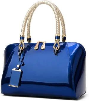 Mn&Sue Elegant Designer Crossbody Shoulder Bags Tote Women Upscale Patent Leather Top Handle Handbag Lady Purse