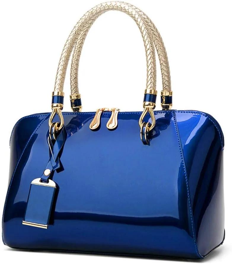 Mn&Sue Elegant Designer Crossbody Shoulder Bags Tote Women Upscale Patent Leather Top Handle Handbag Lady Purse
