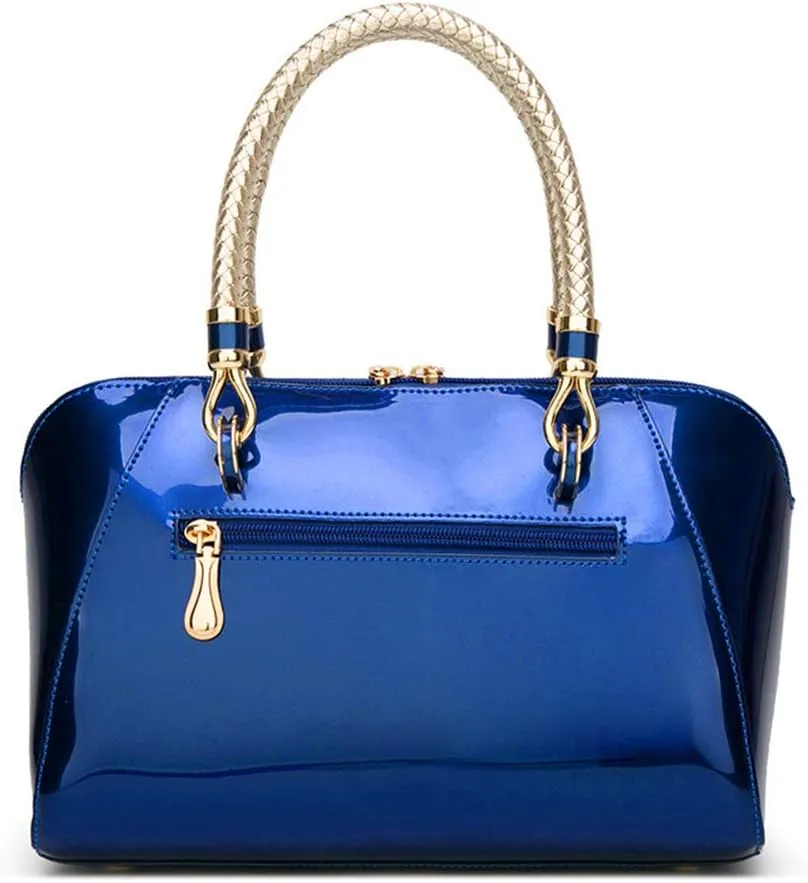 Mn&Sue Elegant Designer Crossbody Shoulder Bags Tote Women Upscale Patent Leather Top Handle Handbag Lady Purse