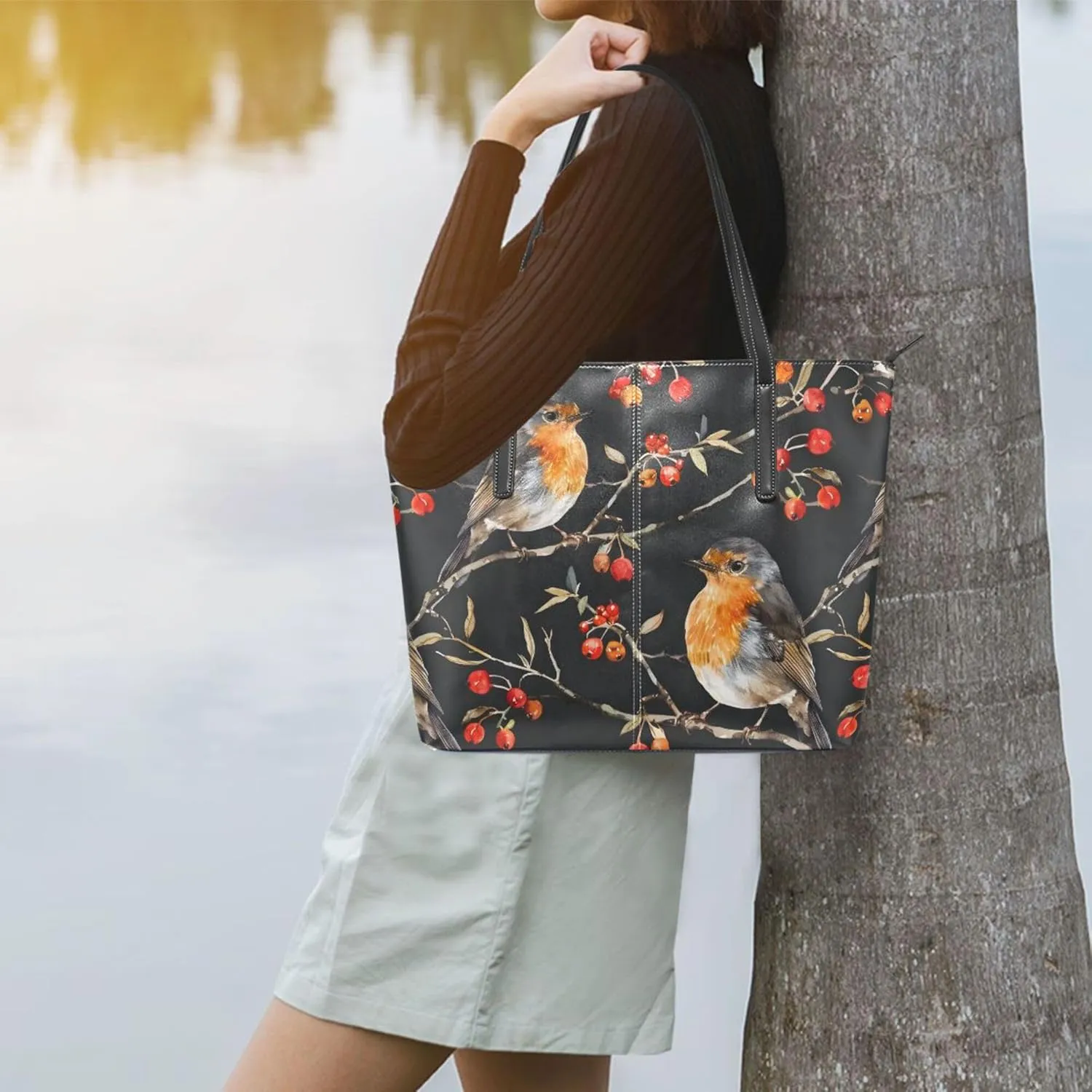 MNSRUU Tote Bag Pumpkin Rose Purses and Handbags