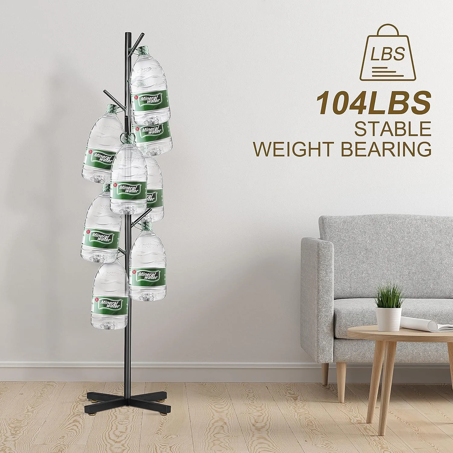 Modern Metal Coat Rack Stand, Coat Rack Freestanding with 8 Hooks, Coat Racks Easy to Assemble, Black Coat Hall Tree Hanger Stand for Jacket, Bag, Hat, Entryway