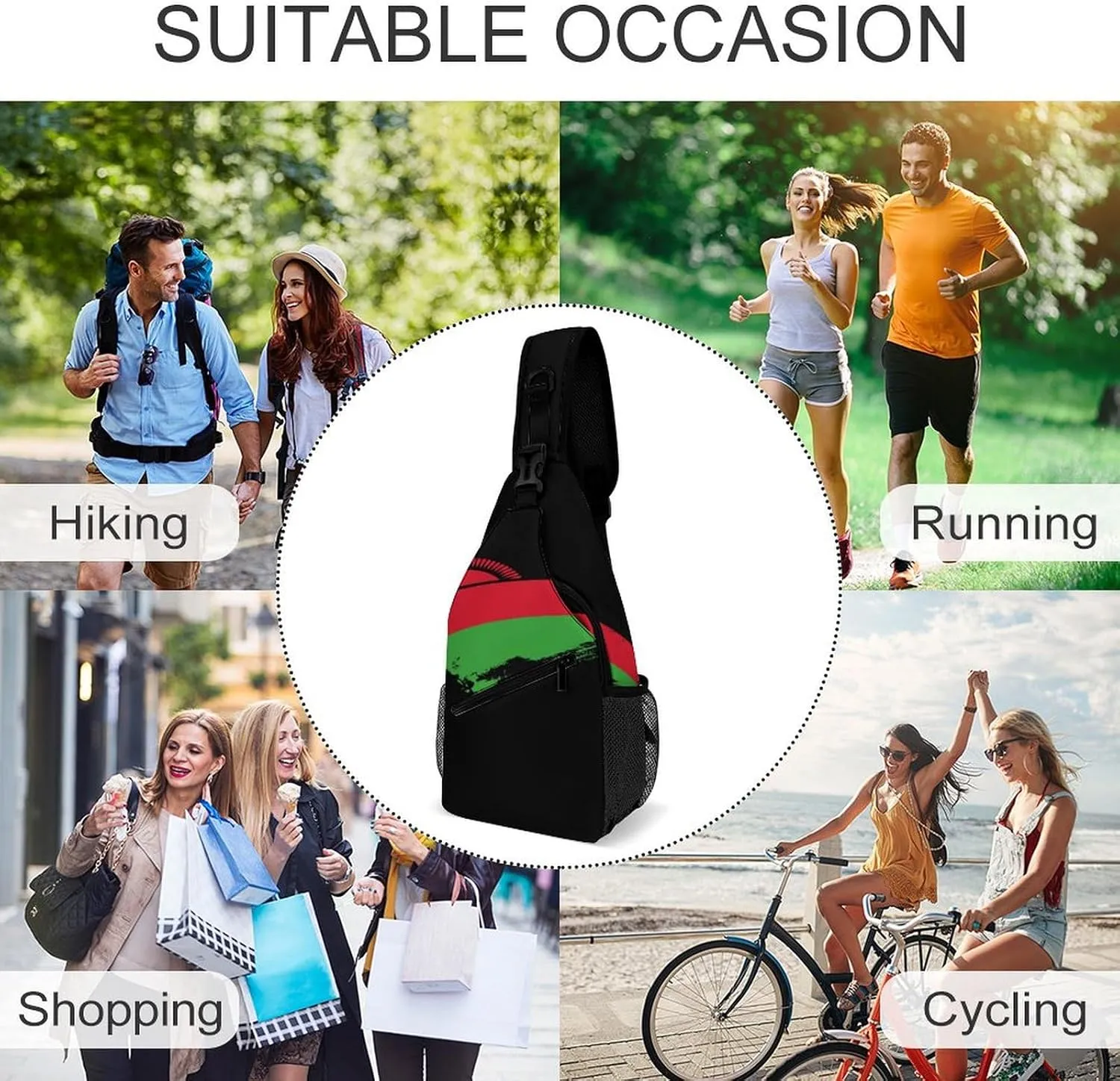 Mongolia Flag Brush Stroke Sling Bag Crossbody Chest Bag Shoulder Bag For Travel Hiking Cycling Camping