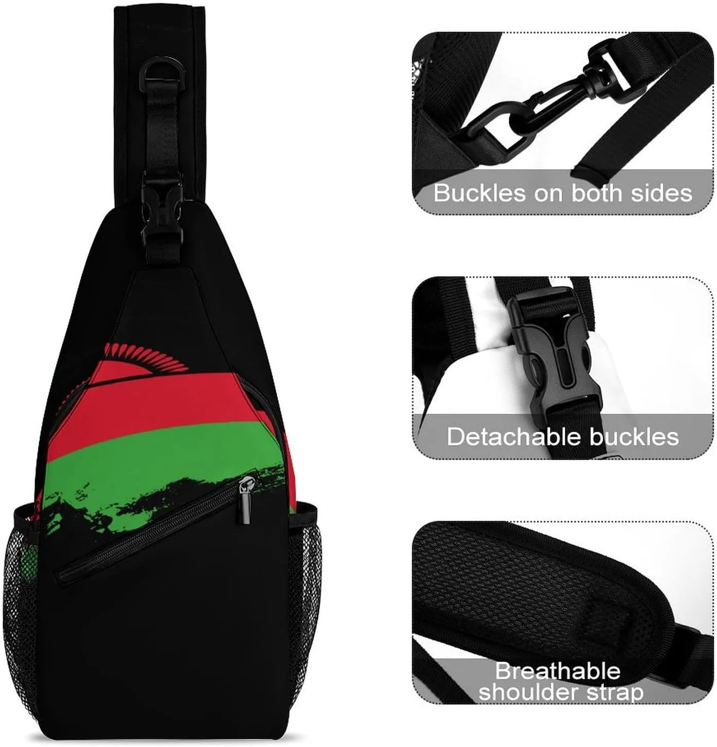 Mongolia Flag Brush Stroke Sling Bag Crossbody Chest Bag Shoulder Bag For Travel Hiking Cycling Camping