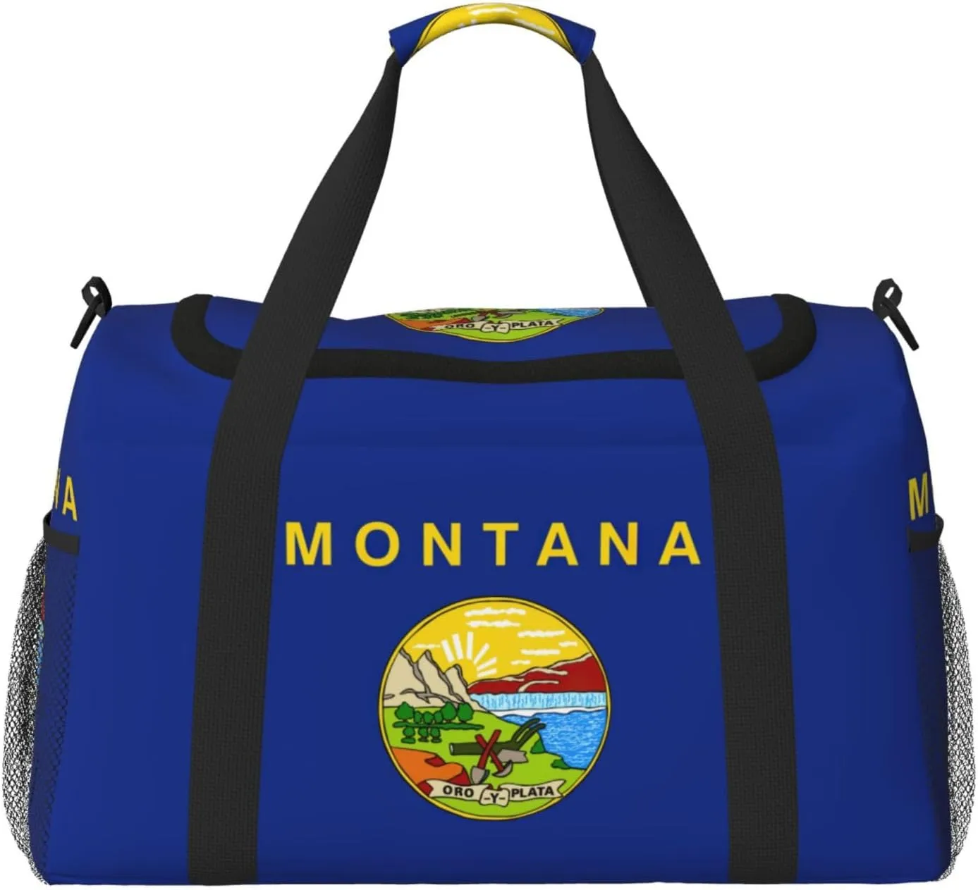 Montana State Flag print Large Canvas Travel Duffel Bag Weekender Bags for Women Overnight Bag Carry On Tote Bag