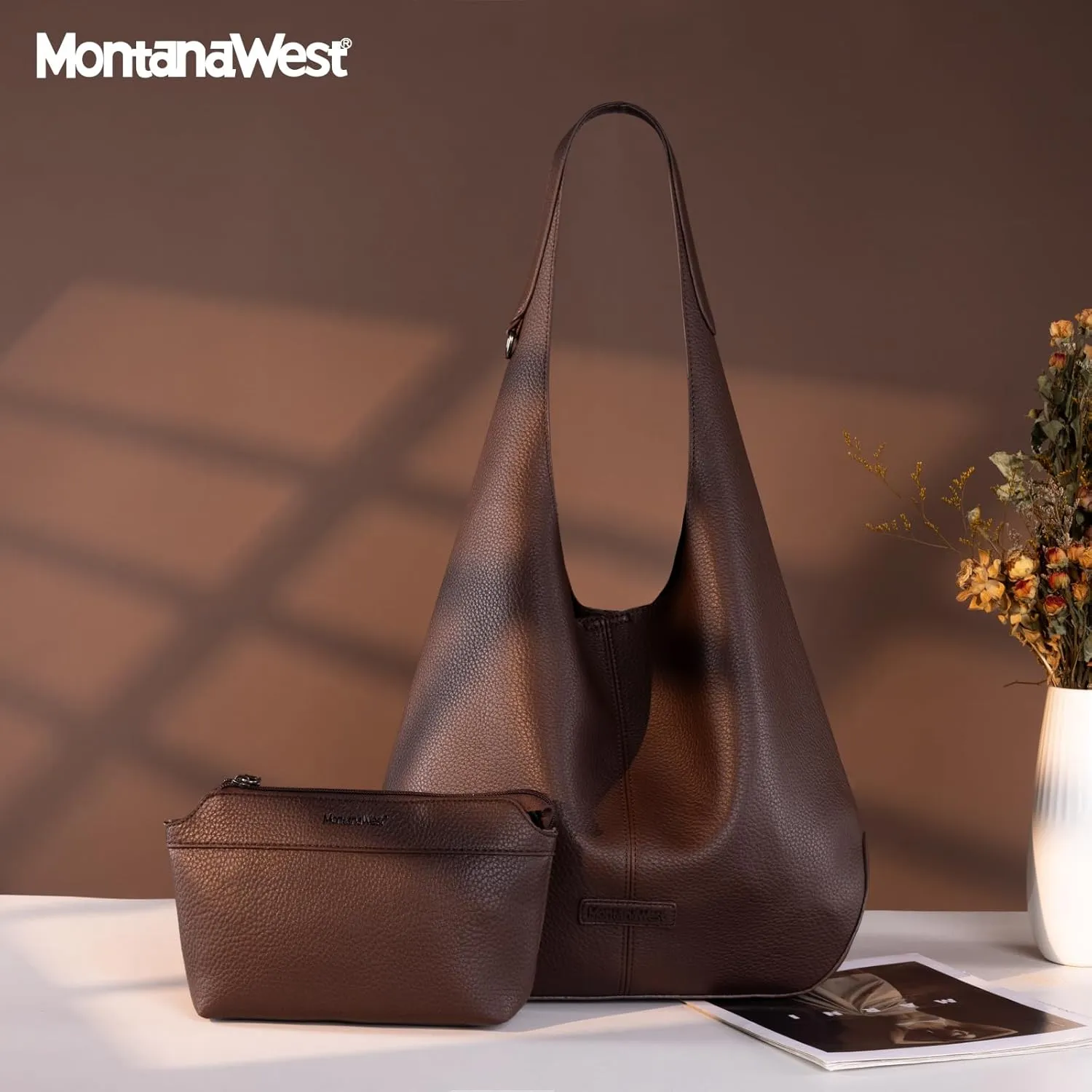 Montana West Hobo Bags Purse for Women Ultra Soft Foldable Shoulder Slouchy Handbags with Cosmetic bag