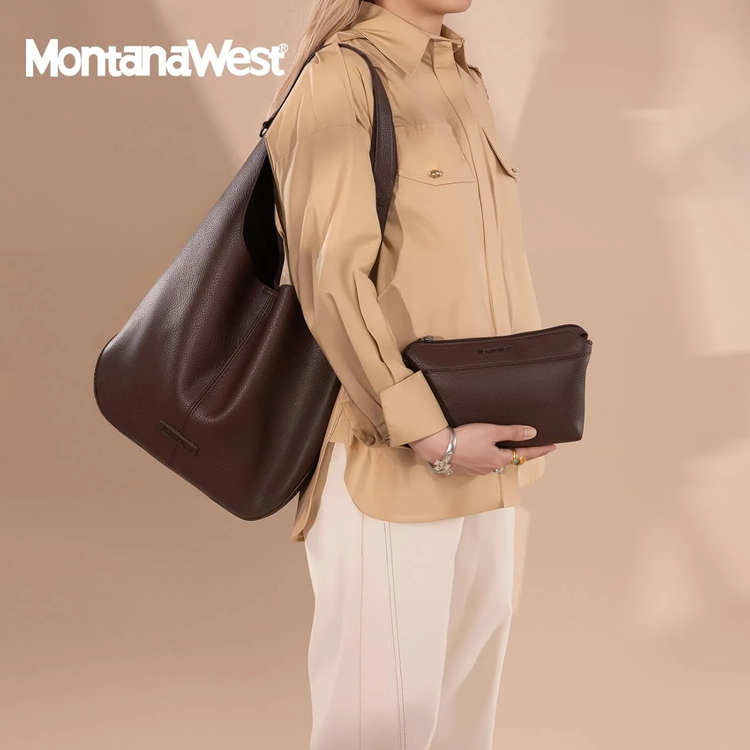 Montana West Hobo Bags Purse for Women Ultra Soft Foldable Shoulder Slouchy Handbags with Cosmetic bag