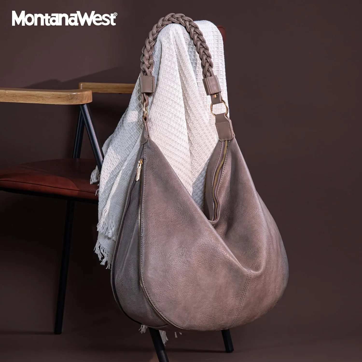 Montana West Large Hobo Bags for Women Slouchy Shoulder Purse Handbag with Zipper and Woven Handle