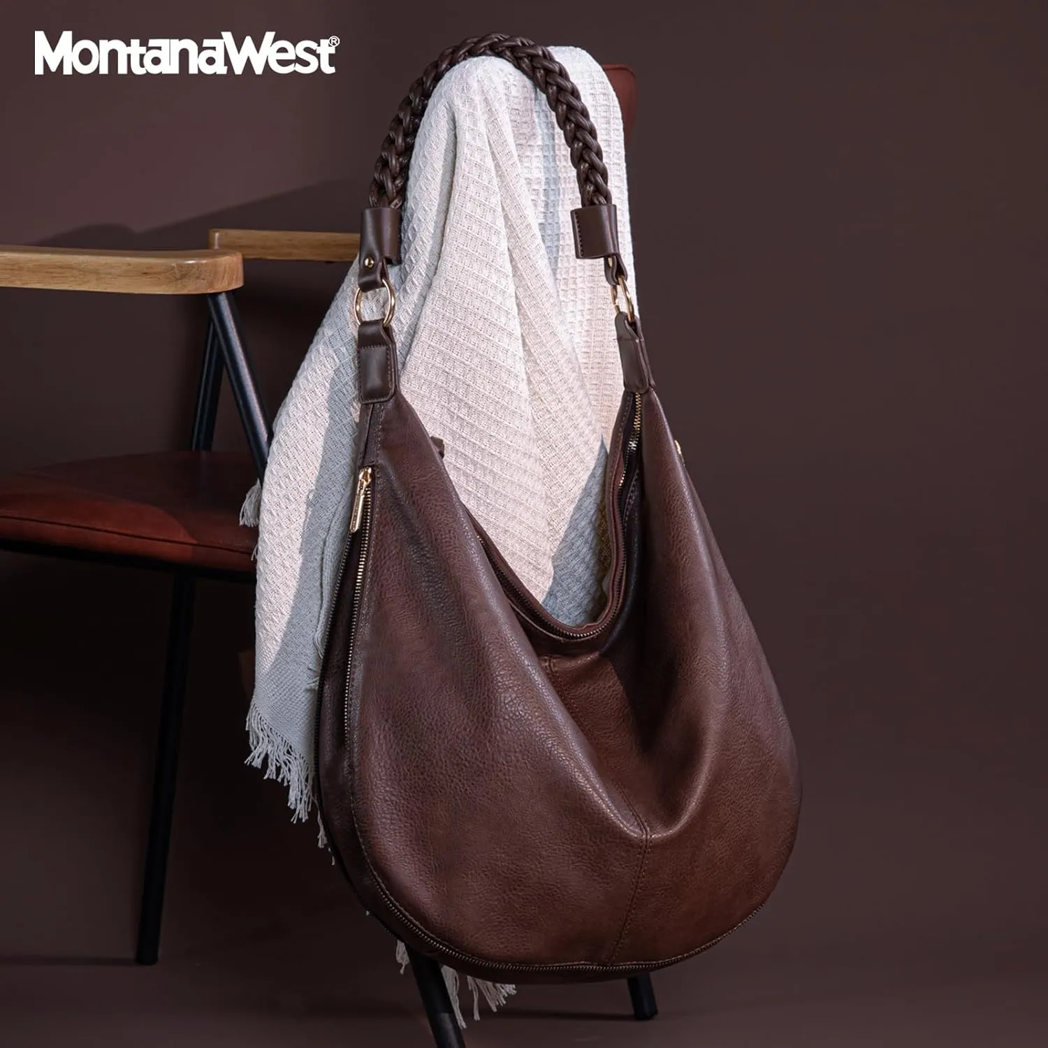 Montana West Large Hobo Bags for Women Slouchy Shoulder Purse Handbag with Zipper and Woven Handle
