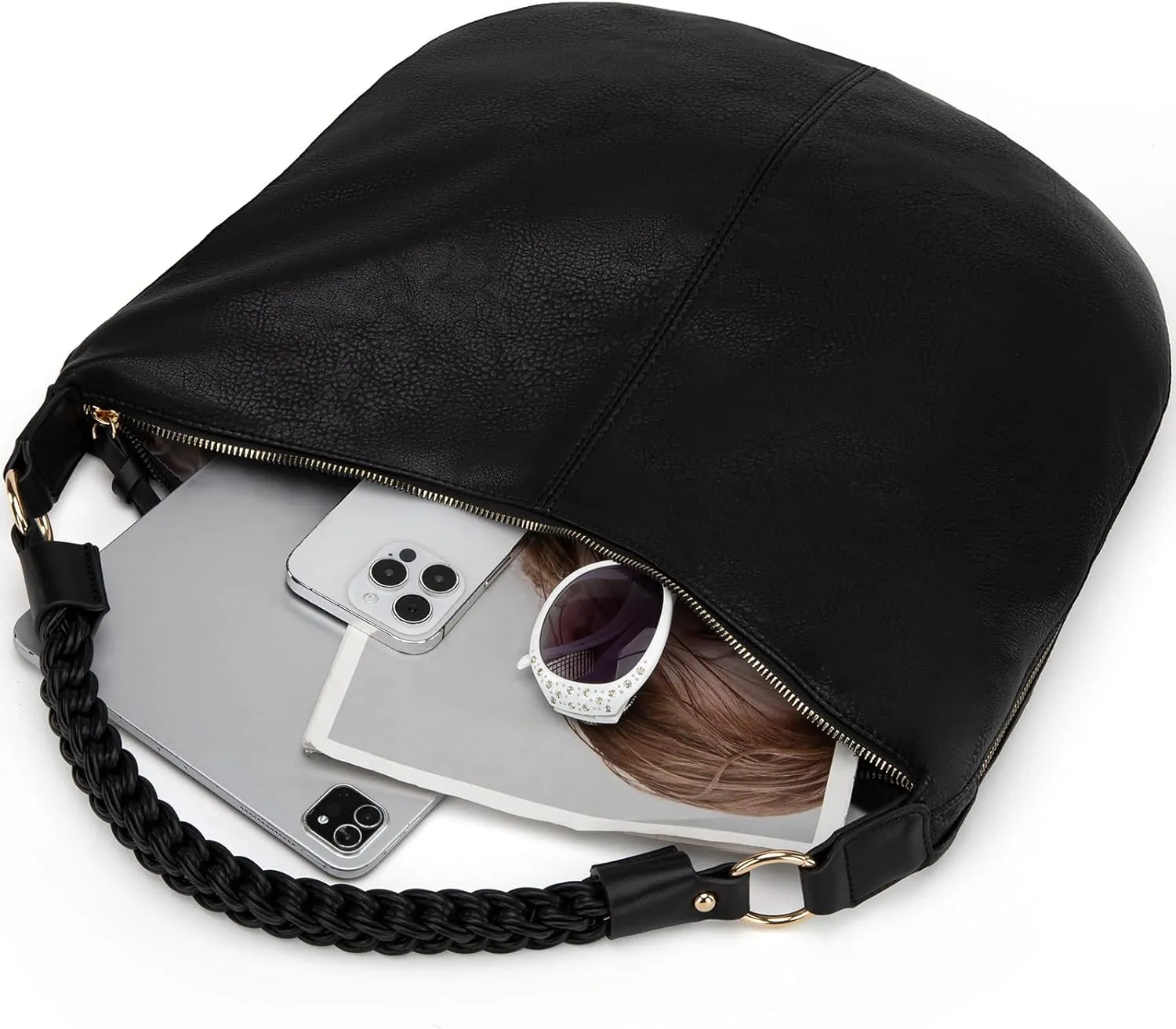 Montana West Large Hobo Bags for Women Slouchy Shoulder Purse Handbag with Zipper and Woven Handle