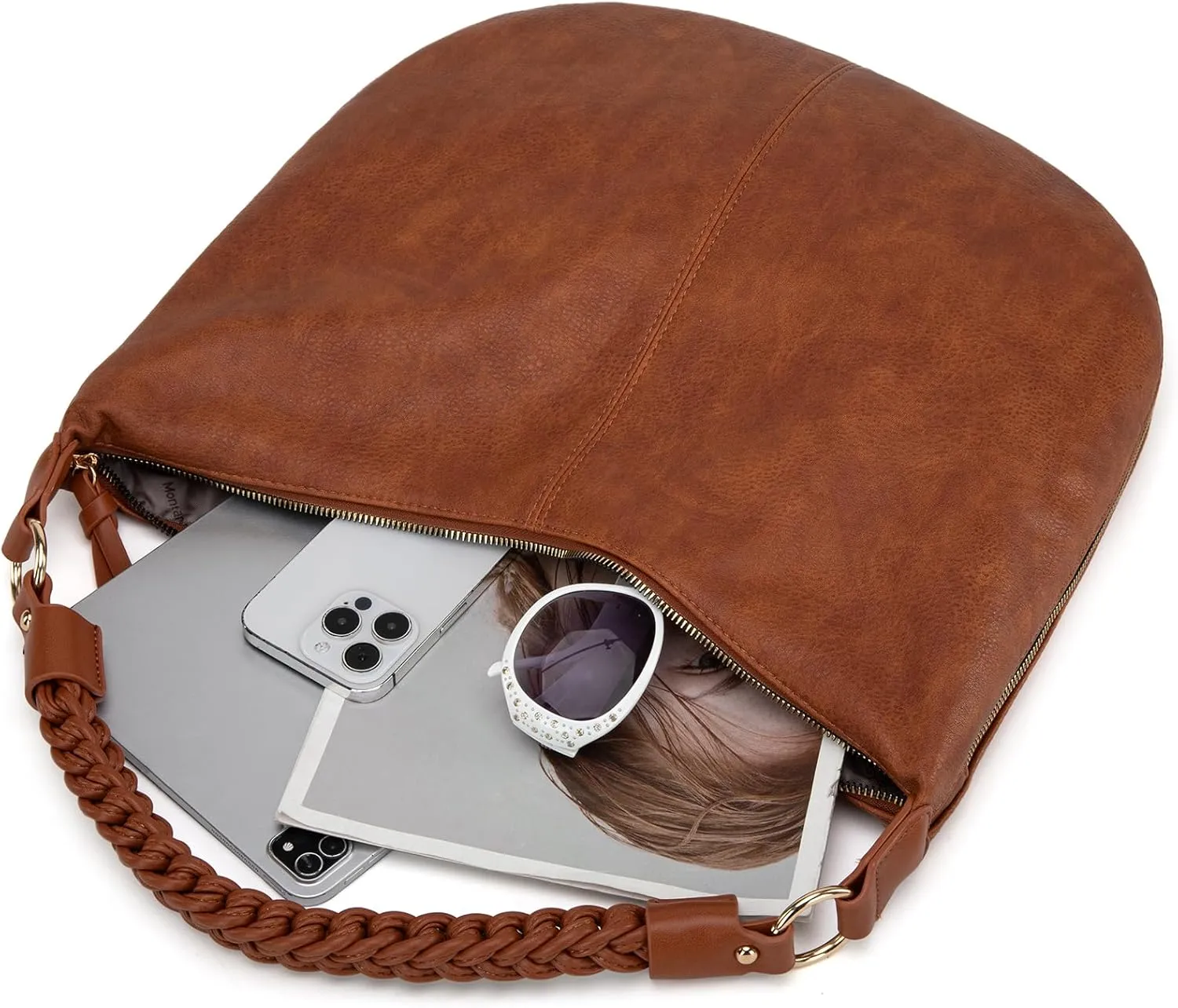 Montana West Large Hobo Bags for Women Slouchy Shoulder Purse Handbag with Zipper and Woven Handle