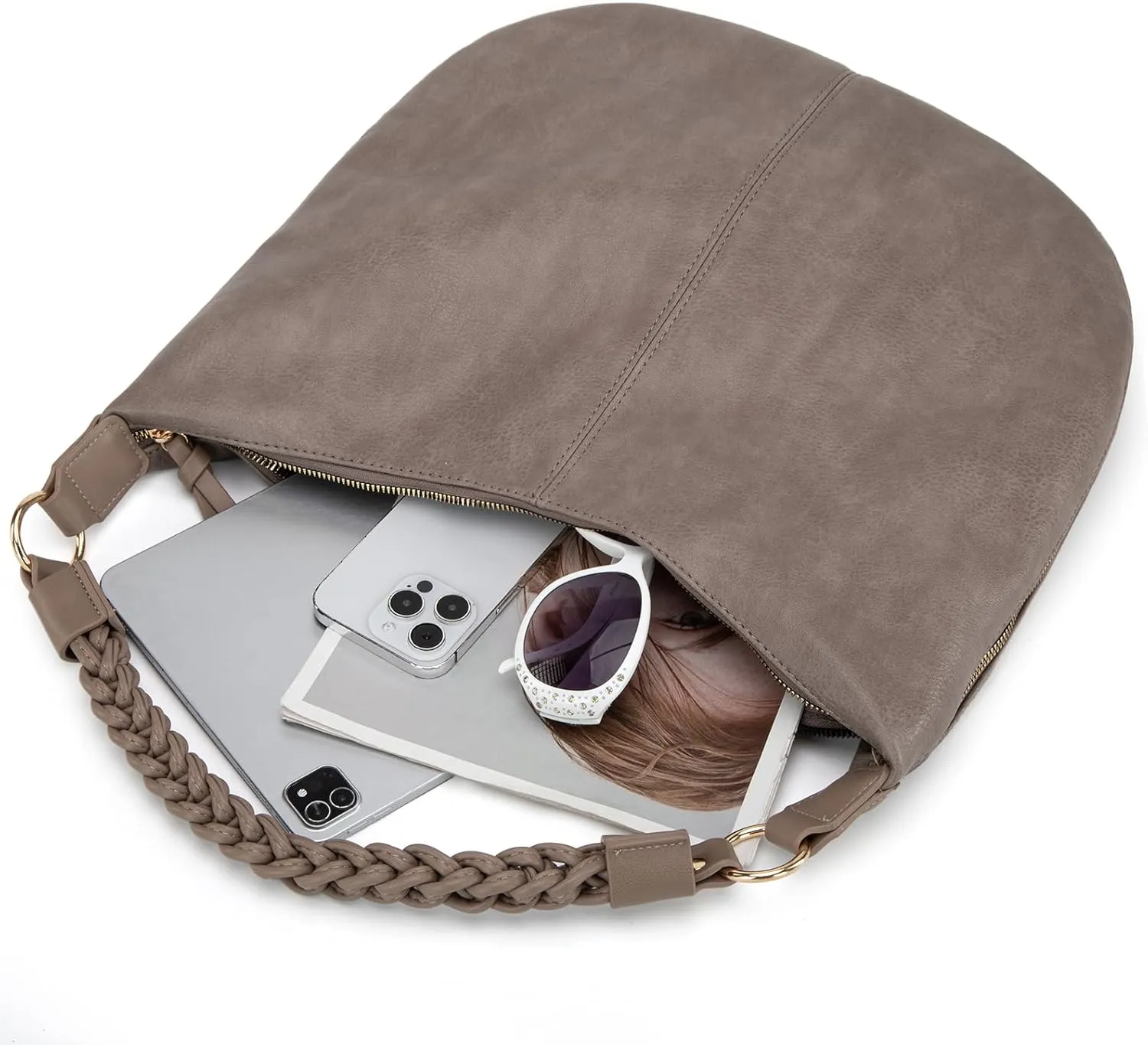Montana West Large Hobo Bags for Women Slouchy Shoulder Purse Handbag with Zipper and Woven Handle