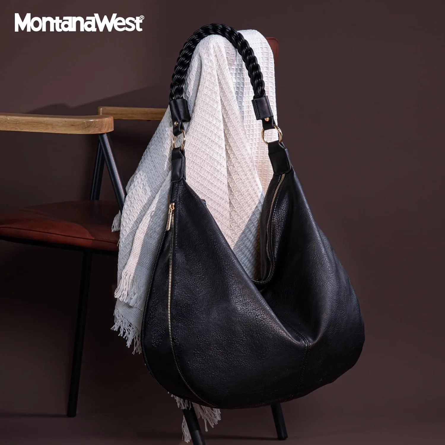 Montana West Large Hobo Bags for Women Slouchy Shoulder Purse Handbag with Zipper and Woven Handle