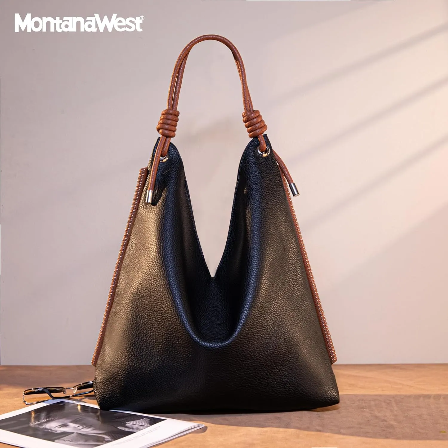 Montana West Large Hobo Shoulder Bag for Womens Knotted Slouchy Bag