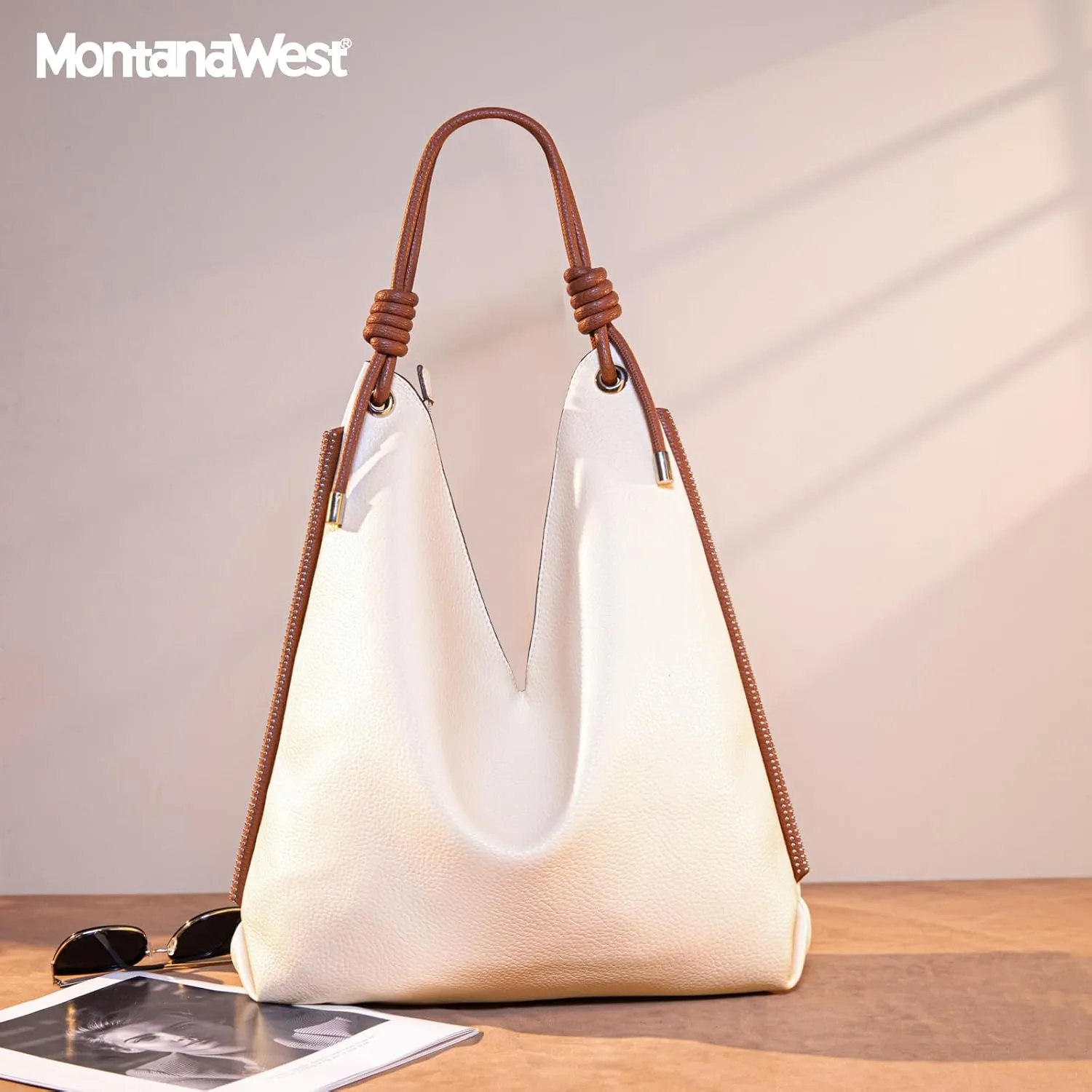 Montana West Large Hobo Shoulder Bag for Womens Knotted Slouchy Bag