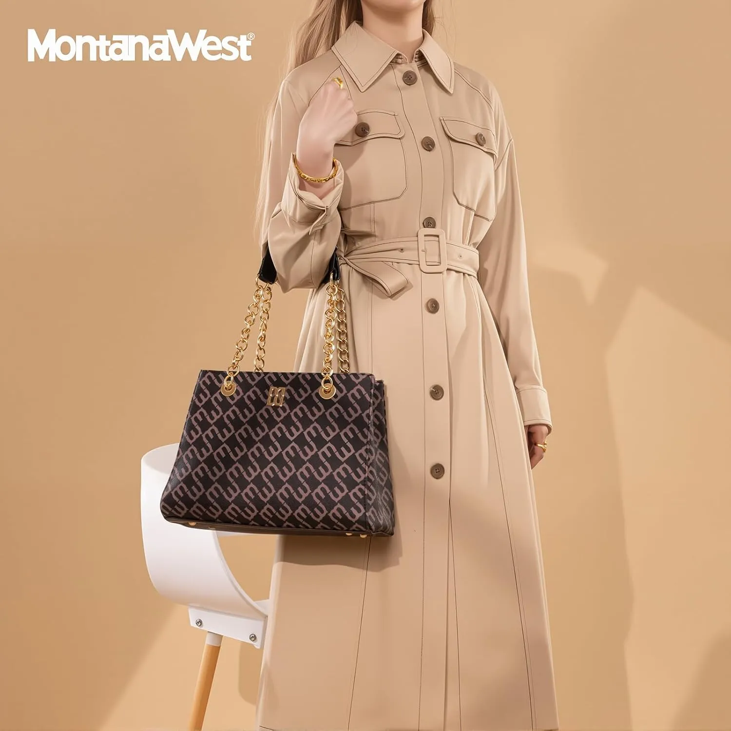 Montana West MEDIUM Tote Bag for Women Quilted Chain Handbags Shoulder Purse