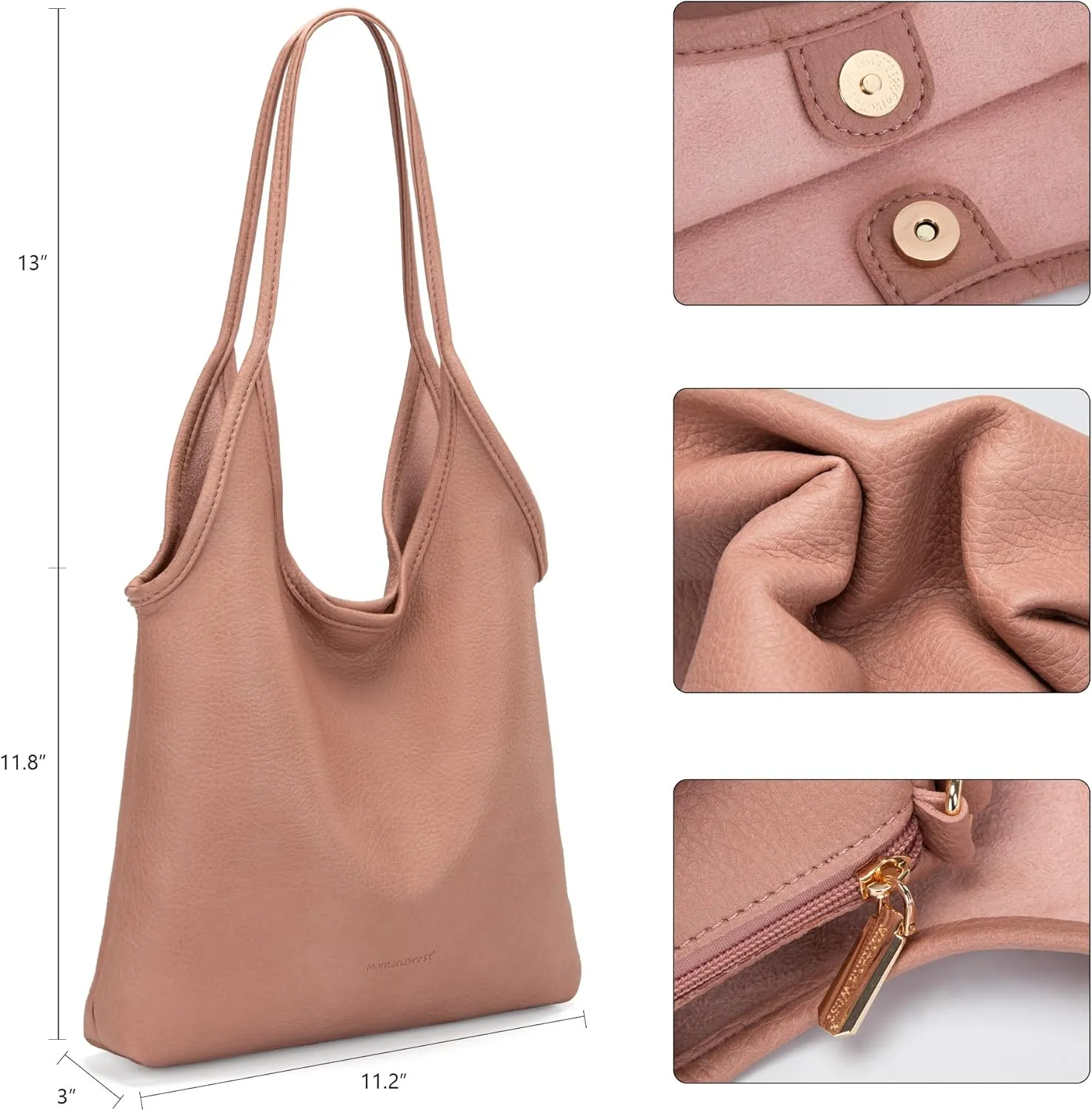 Montana West Slouchy Hobo Bags for Women Soft Designer Shoulder Purses Ladies Top Handle Handbag