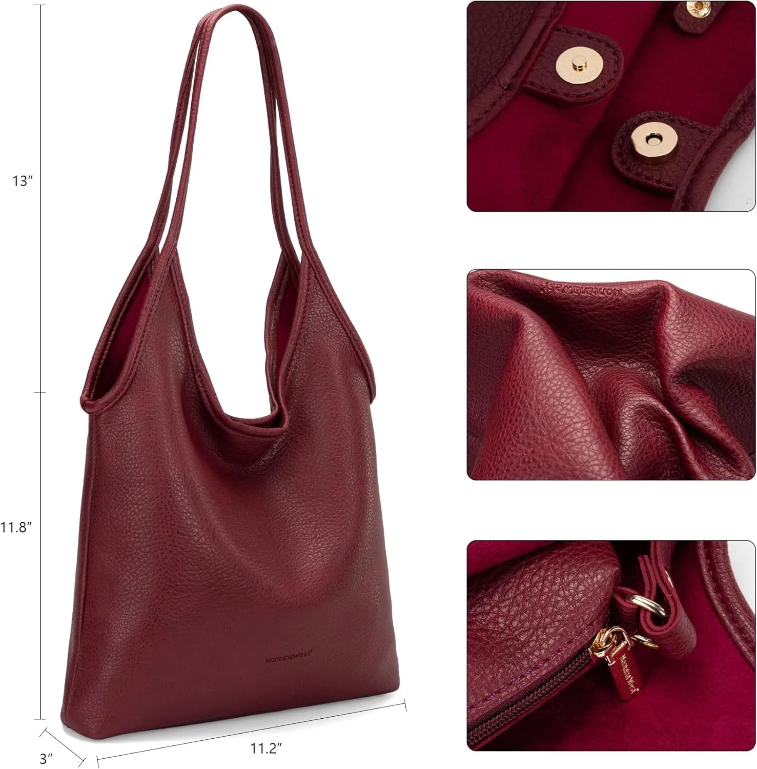 Montana West Slouchy Hobo Bags for Women Soft Designer Shoulder Purses Ladies Top Handle Handbag