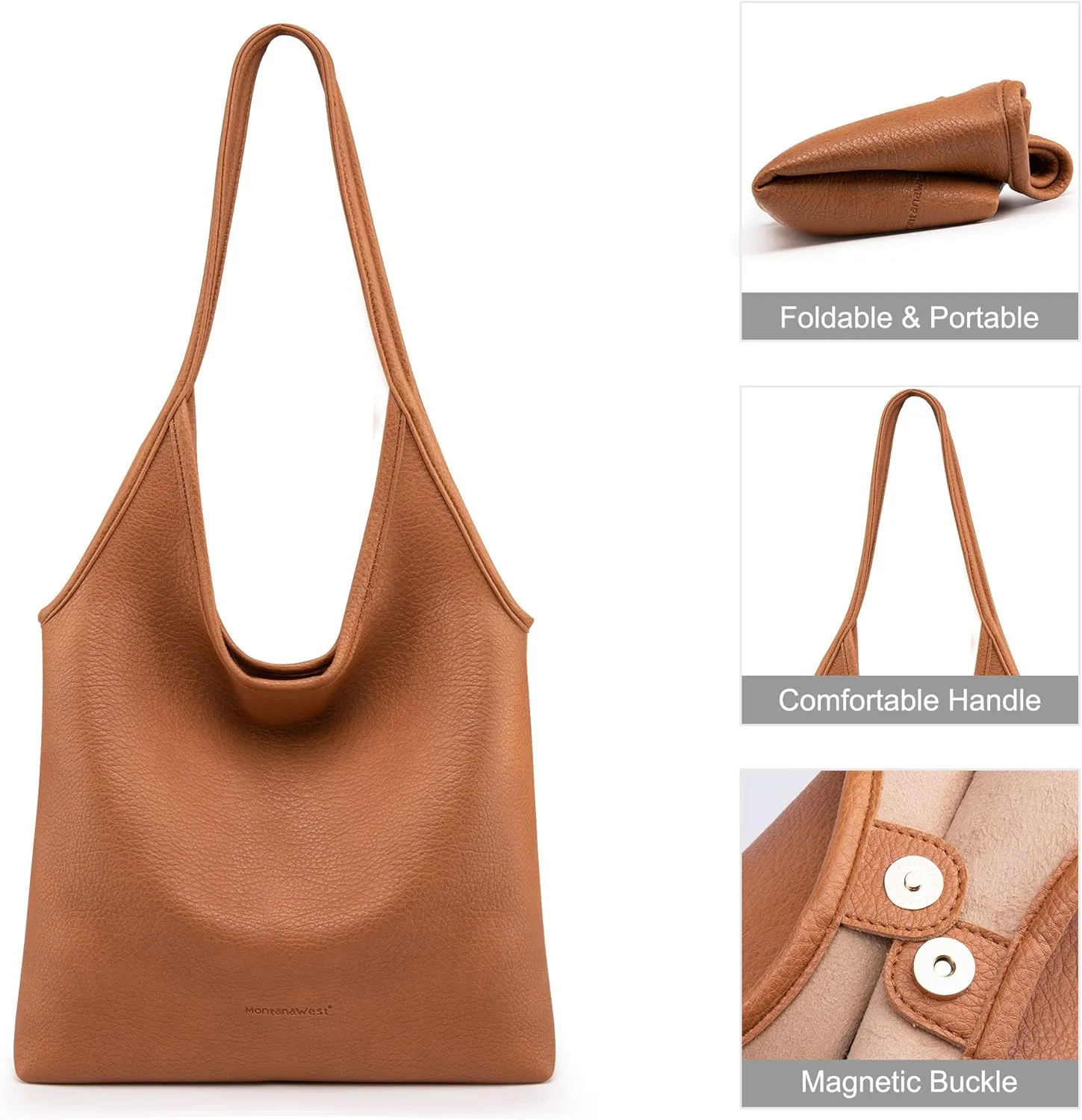 Montana West Slouchy Hobo Bags for Women Soft Designer Shoulder Purses Ladies Top Handle Handbag
