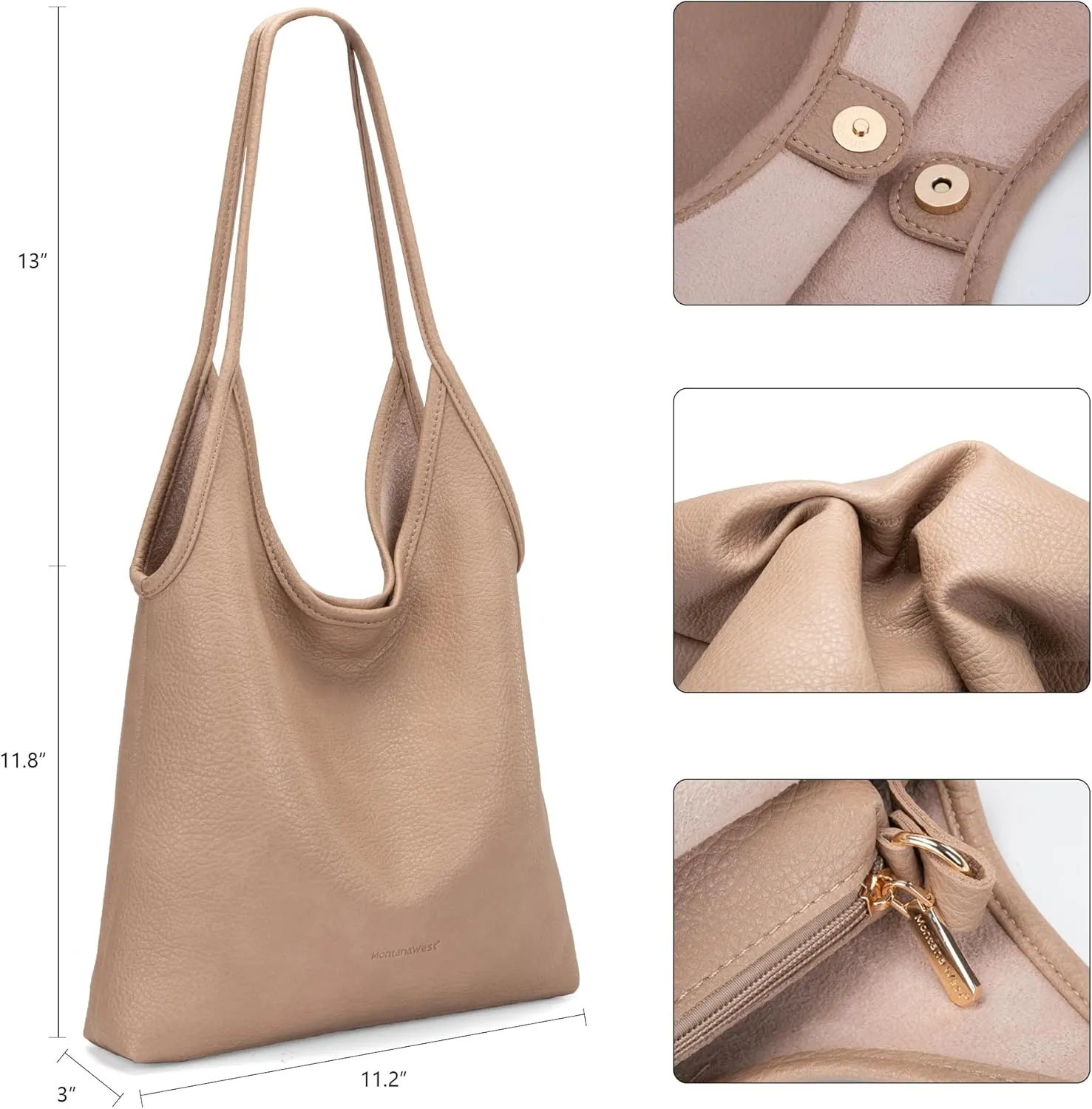 Montana West Slouchy Hobo Bags for Women Soft Designer Shoulder Purses Ladies Top Handle Handbag