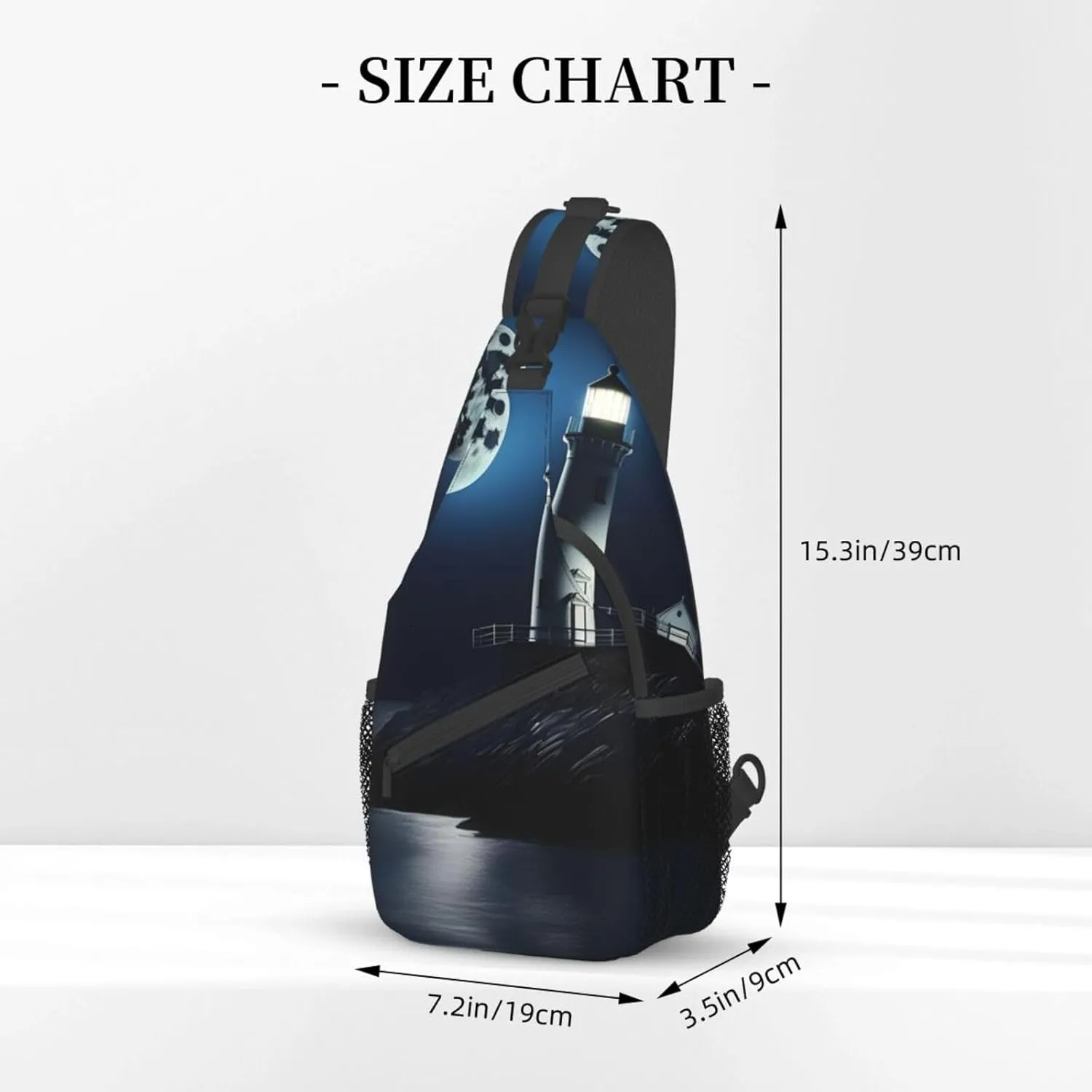 Moonlight Lighthouse High Storage Capacity Chest Bag Diagonally Sling Backpack Crossbody Shoulder Bag For Men Women