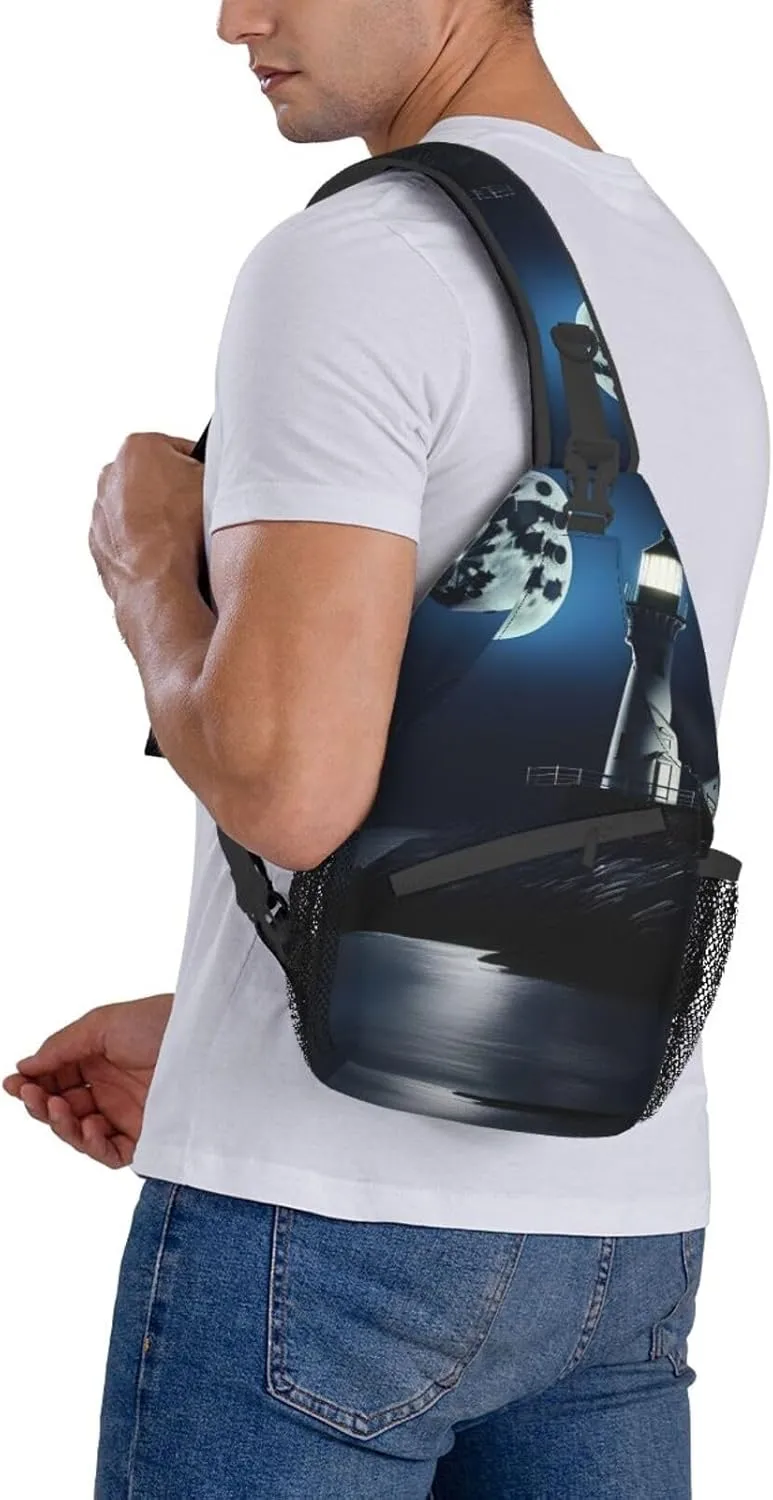 Moonlight Lighthouse High Storage Capacity Chest Bag Diagonally Sling Backpack Crossbody Shoulder Bag For Men Women