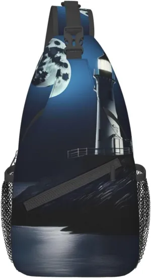 Moonlight Lighthouse High Storage Capacity Chest Bag Diagonally Sling Backpack Crossbody Shoulder Bag For Men Women