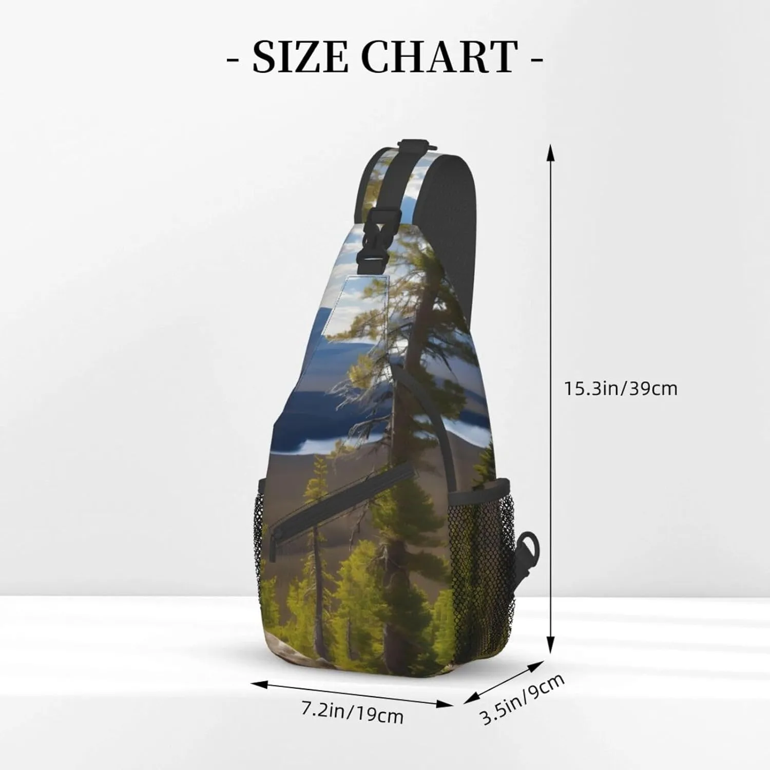 Moose Mountain Pine Tree Print High Storage Capacity Chest Bag Diagonally Sling Backpack Crossbody Shoulder Bag For Men Women