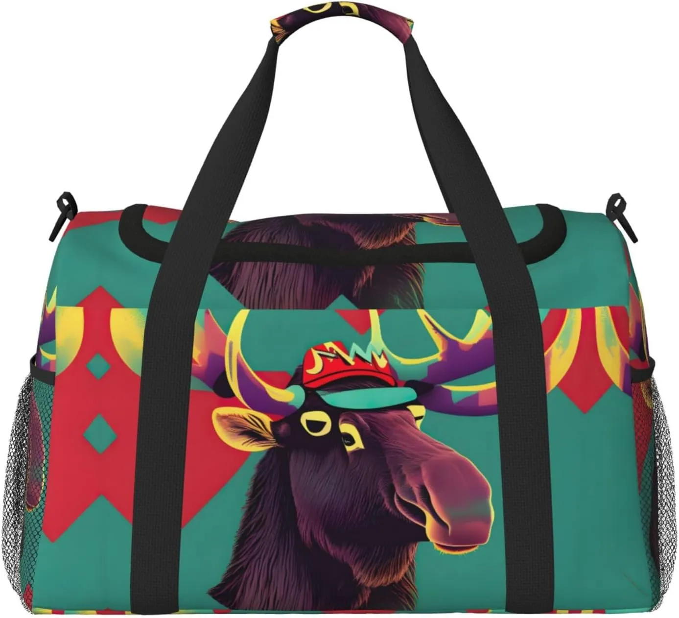 Moose print Large Canvas Travel Duffel Bag Weekender Bags for Women Overnight Bag Carry On Tote Bag