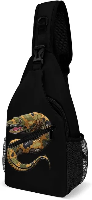 Moray Eel Camouflage Sling Backpack Crossbody Chest Bag Print Shoulder Bag Travel Daypack for Sports Running Hiking