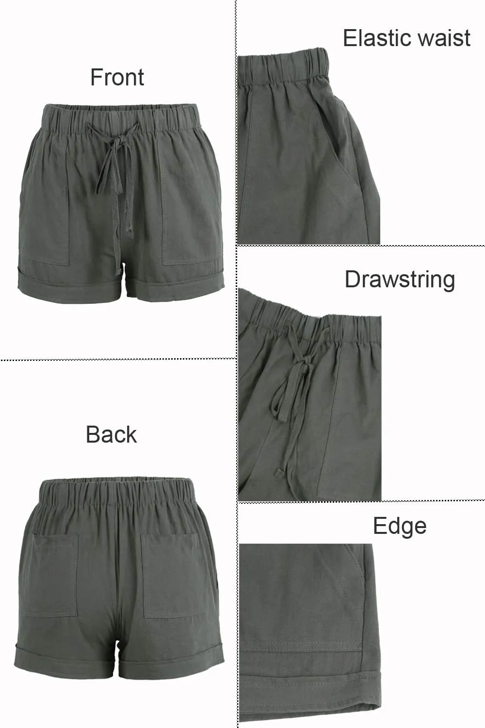 Mosucoirl Women Comfy Drawstring Casual Elastic Waist Pure Color Shorts Summer Beach Lightweight Short Pants with Pockets