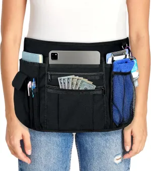 Multi-Pocket Waitress Apron: Adjustable Half Apron for Servers, Waiters, and Kitchen Staff, Ideal for Restaurants, Bistros, and Kitchens, Black