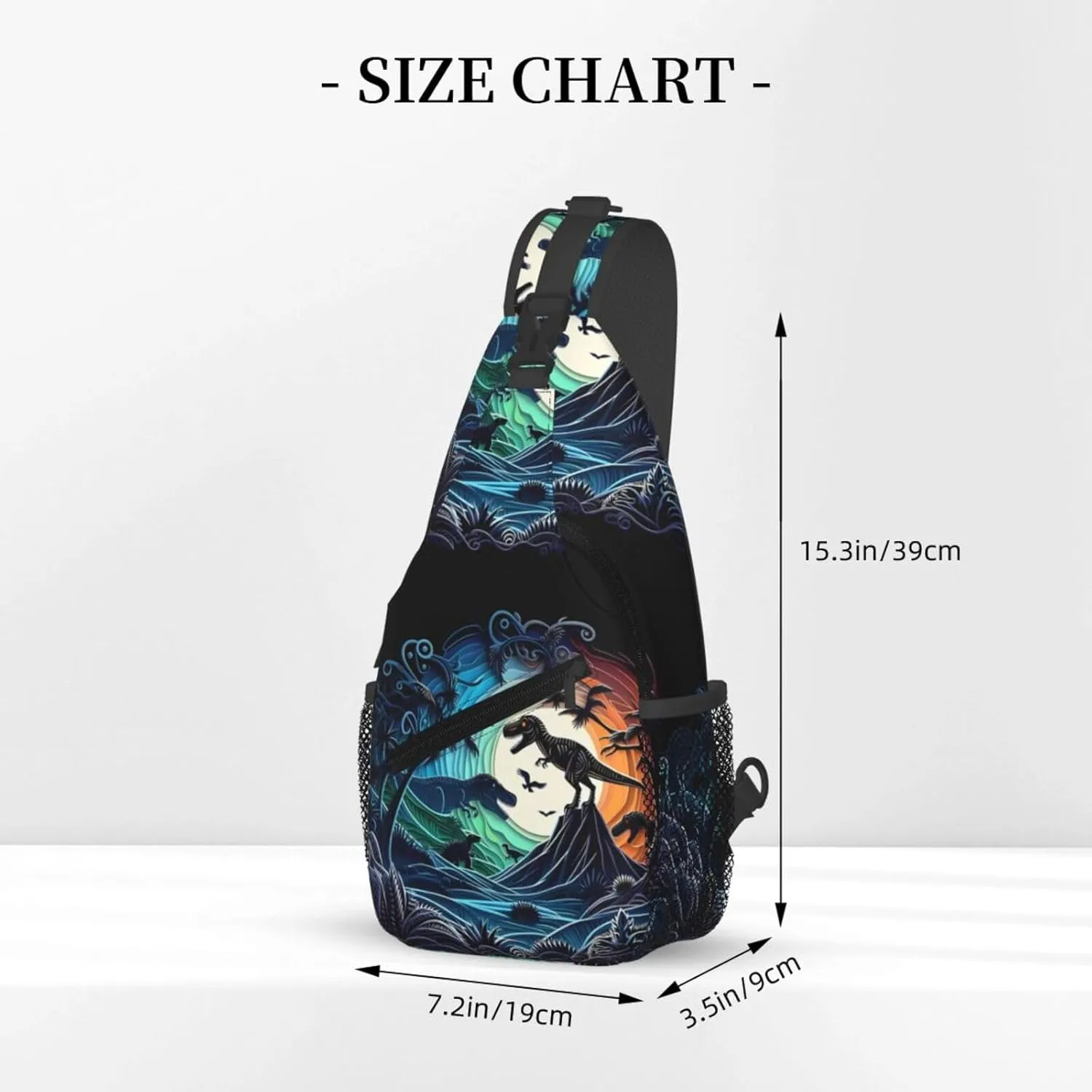 Multicolored Dinosaurs Chest Sling Bag Crossbody Shoulder Backpack Bag Gym Cycling Travel Hiking Daypack Cross Bag