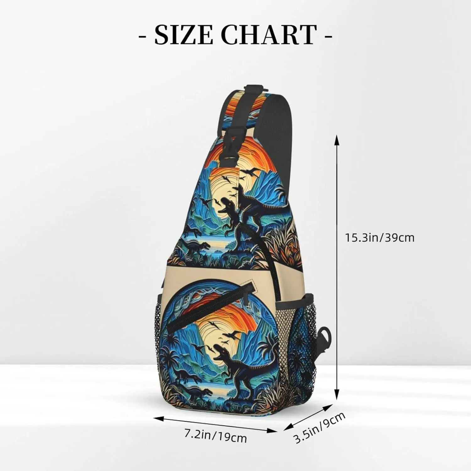 Multicolored Dinosaurs Chest Sling Bag Crossbody Shoulder Backpack Bag Gym Cycling Travel Hiking Daypack Cross Bag