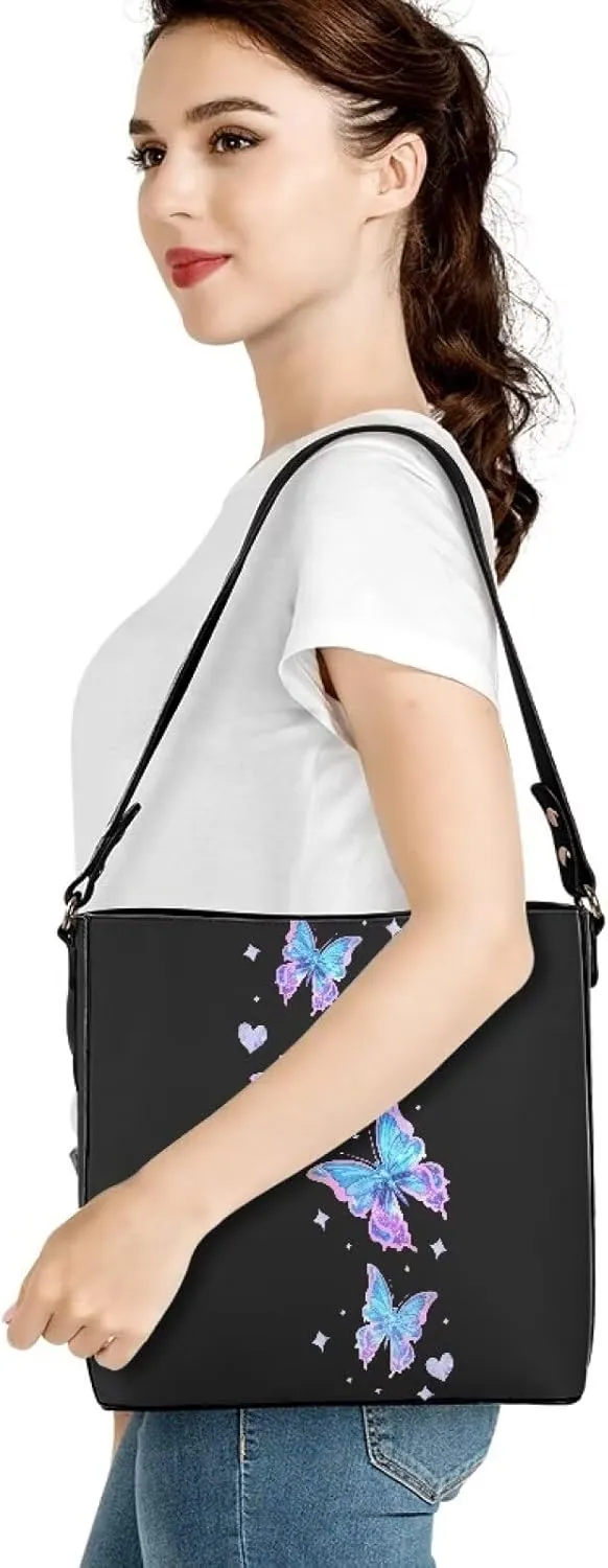 Mumeson Leather Handbags for Womens Bucket Shoulder Bag Hobo Tote Purse Large Designer Satchel Handbag with Adjustable Strap