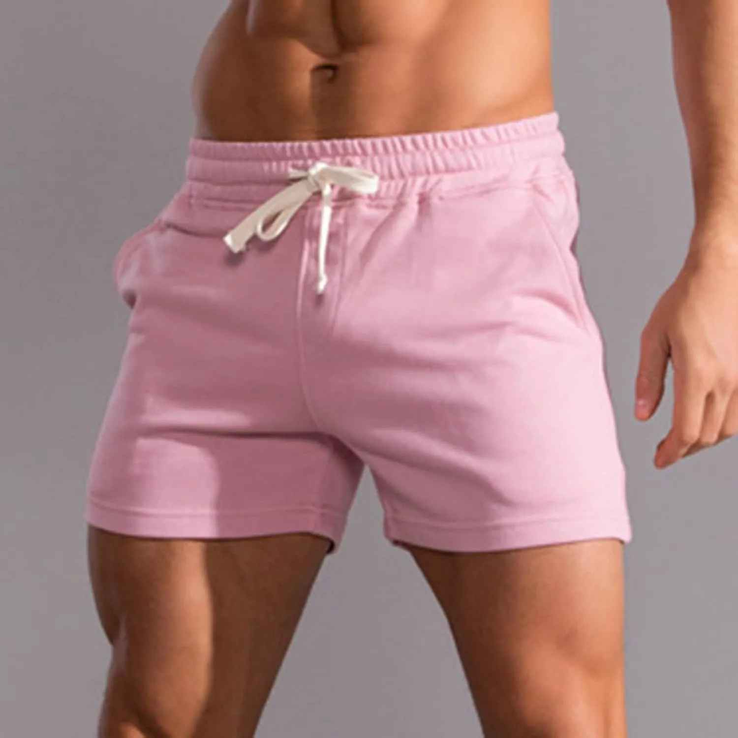 Muscularfit Mens Workout Shorts Summer Causal Elastic Waist Drawstring Cotton Shorts Loose Fit Athletic Gym Jogging Shorts