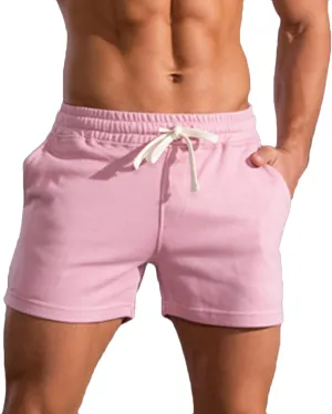 Muscularfit Mens Workout Shorts Summer Causal Elastic Waist Drawstring Cotton Shorts Loose Fit Athletic Gym Jogging Shorts