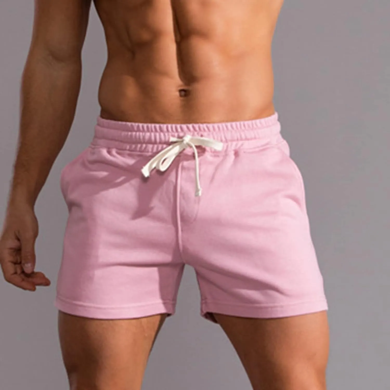 Muscularfit Mens Workout Shorts Summer Causal Elastic Waist Drawstring Cotton Shorts Loose Fit Athletic Gym Jogging Shorts
