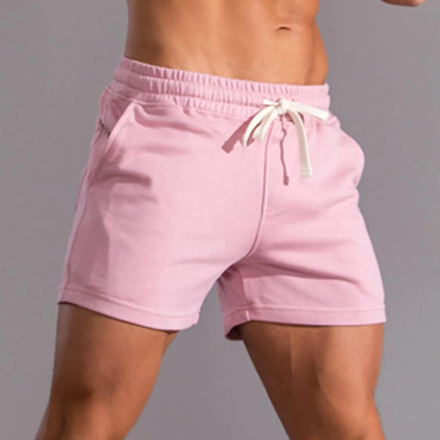 Muscularfit Mens Workout Shorts Summer Causal Elastic Waist Drawstring Cotton Shorts Loose Fit Athletic Gym Jogging Shorts
