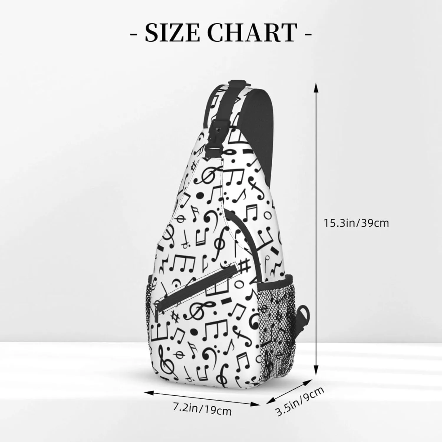 Music Note Piano Keys Sling Bag, Fashion Crossbody Backpack Shoulder Bag Chest Bag for Men Women Hiking Travel