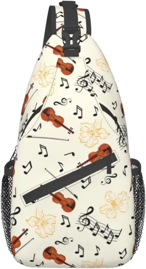 Music Note Piano Keys Sling Bag, Fashion Crossbody Backpack Shoulder Bag Chest Bag for Men Women Hiking Travel