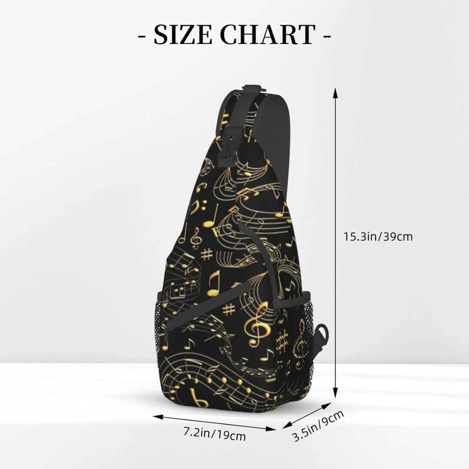 Music Note Piano Keys Sling Bag, Fashion Crossbody Backpack Shoulder Bag Chest Bag for Men Women Hiking Travel
