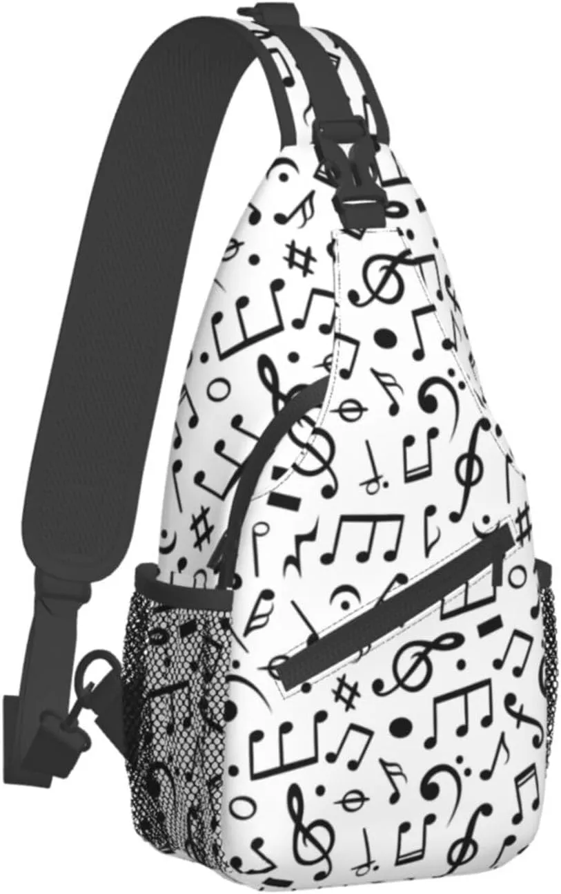 Music Note Piano Keys Sling Bag, Fashion Crossbody Backpack Shoulder Bag Chest Bag for Men Women Hiking Travel