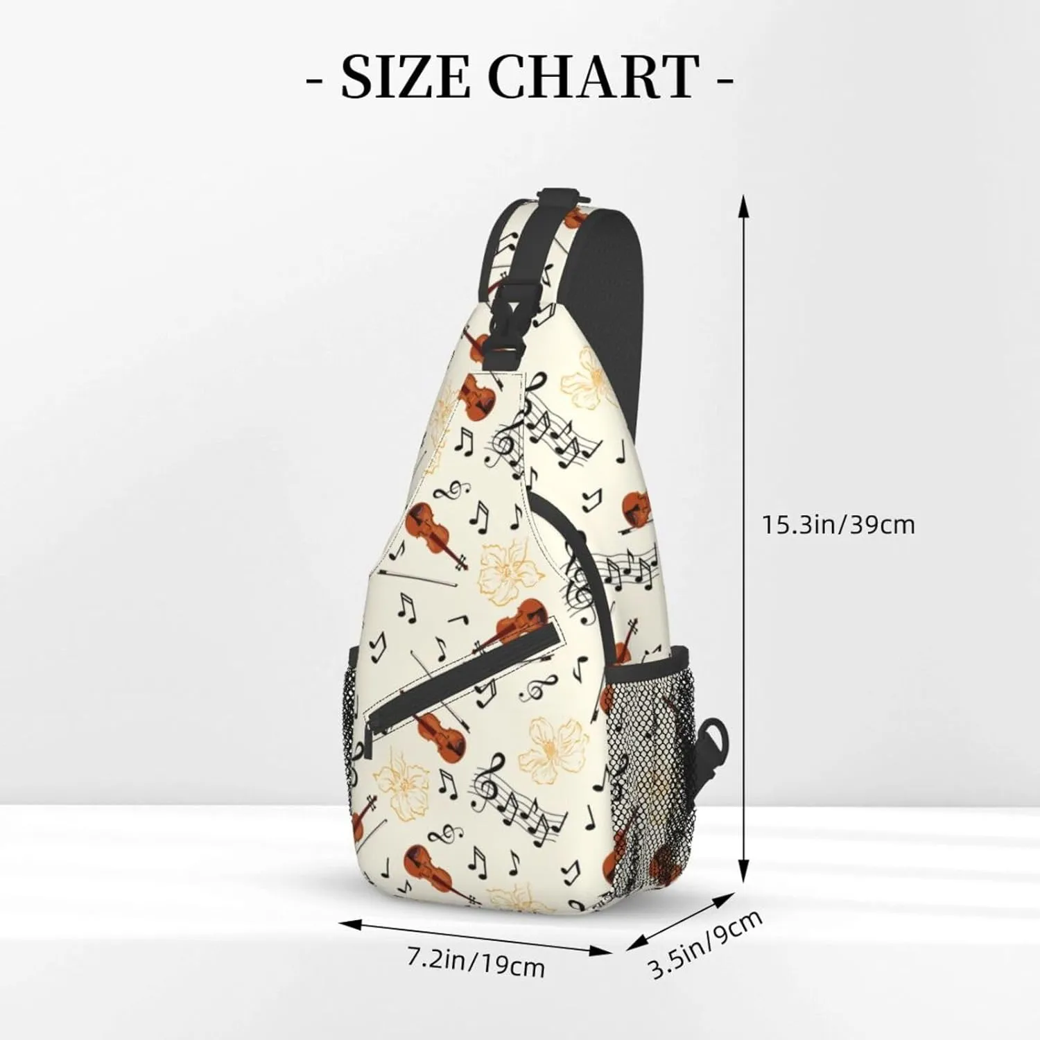 Music Note Piano Keys Sling Bag, Fashion Crossbody Backpack Shoulder Bag Chest Bag for Men Women Hiking Travel