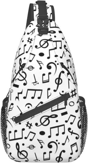 Music Note Piano Keys Sling Bag, Fashion Crossbody Backpack Shoulder Bag Chest Bag for Men Women Hiking Travel