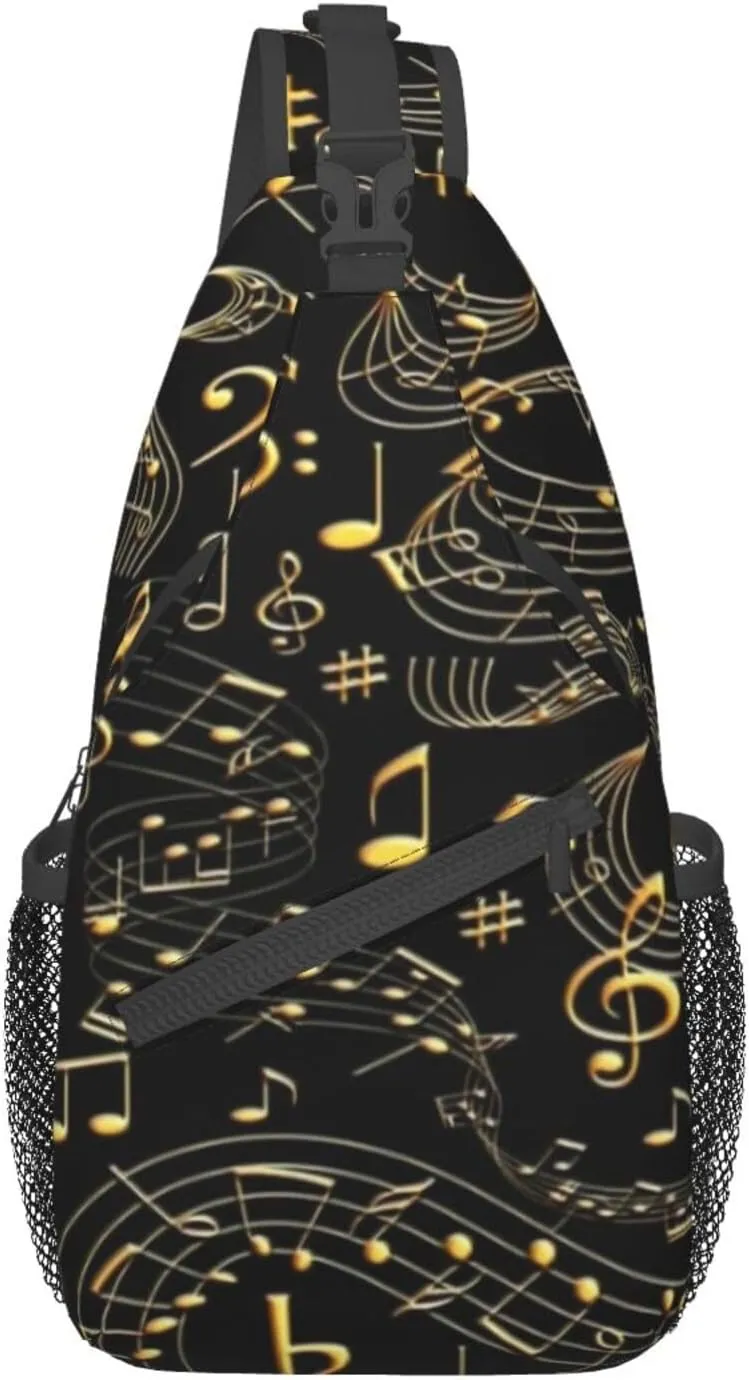 Music Note Piano Keys Sling Bag, Fashion Crossbody Backpack Shoulder Bag Chest Bag for Men Women Hiking Travel
