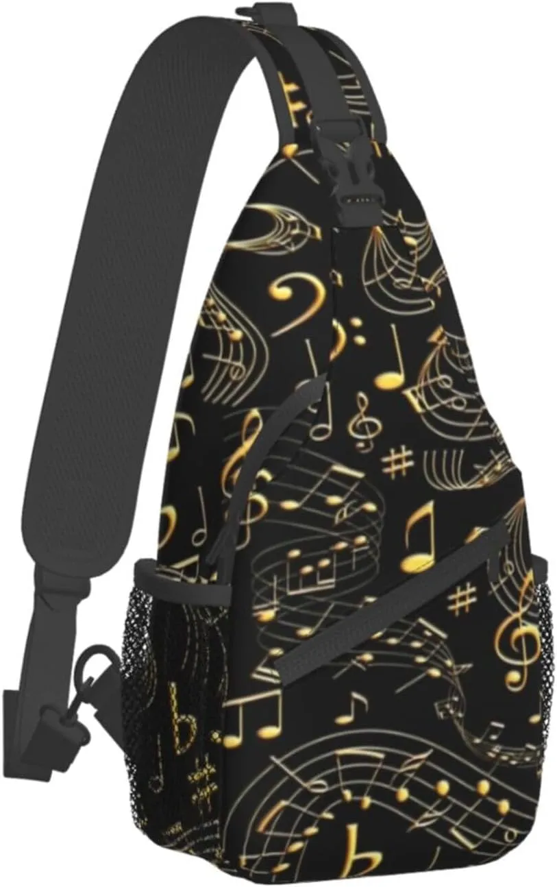 Music Note Piano Keys Sling Bag, Fashion Crossbody Backpack Shoulder Bag Chest Bag for Men Women Hiking Travel
