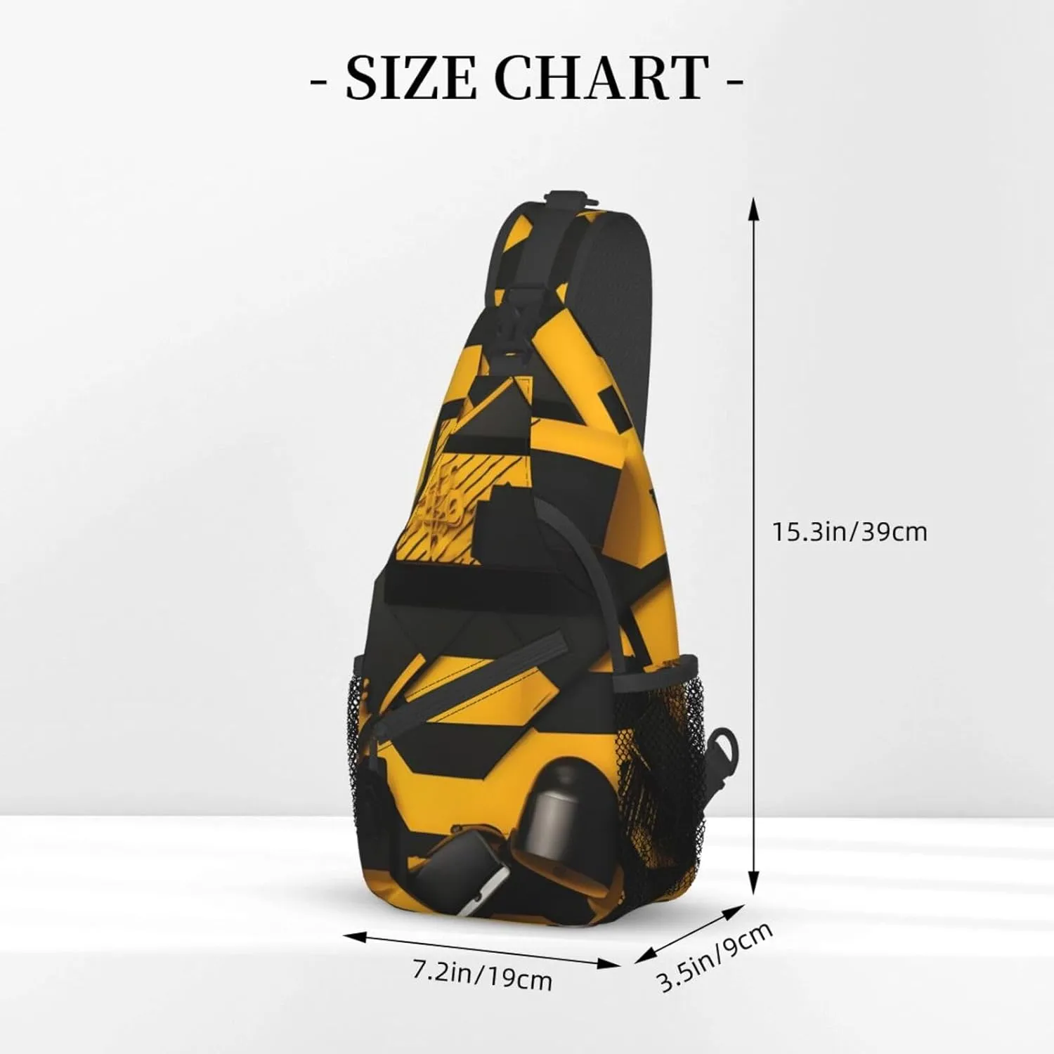 Mustard Yellow And Black High Storage Capacity Chest Bag Diagonally Sling Backpack Crossbody Shoulder Bag For Men Women