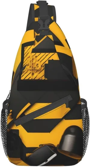 Mustard Yellow And Black High Storage Capacity Chest Bag Diagonally Sling Backpack Crossbody Shoulder Bag For Men Women