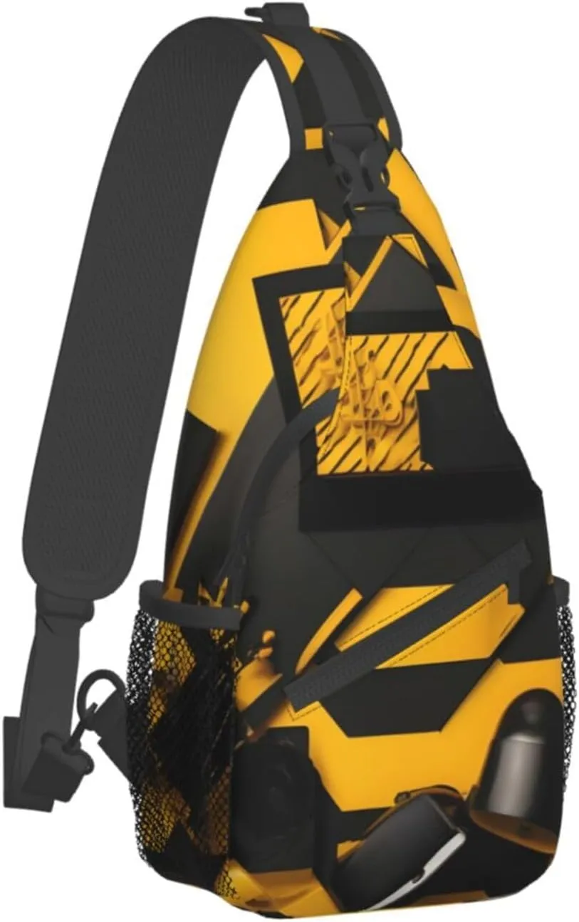 Mustard Yellow And Black High Storage Capacity Chest Bag Diagonally Sling Backpack Crossbody Shoulder Bag For Men Women