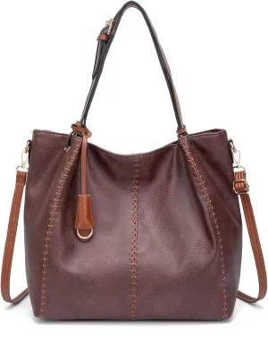 myfriday Casual Leather Tote Hobo Bag for Women, Soft Shoulder Bag Crossbody Satchel Purse and Handbag